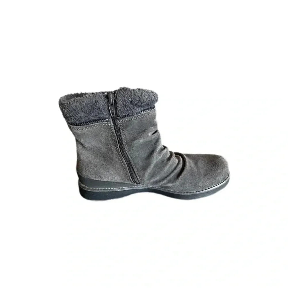 BareTraps Gray Suede Leather Faux Fur Larkspur Women’s Ankle Boots 7M